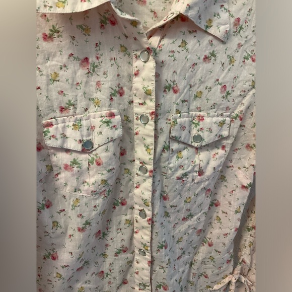 Vintage eyeshadow Y2K long sleeve floral button up top size small - Picture 2 of 10